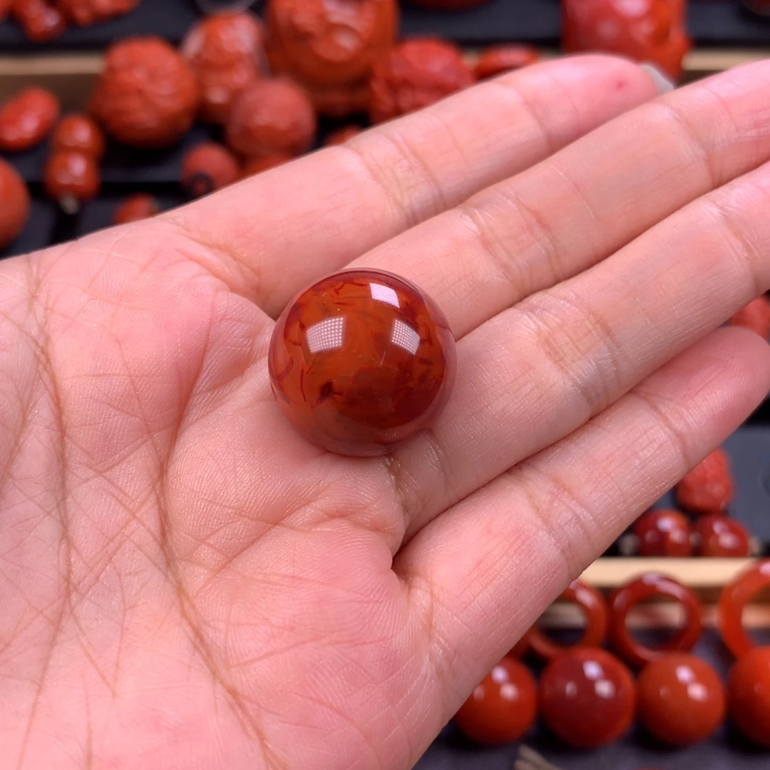 未镶嵌火焰纹圆珠单珠19mm南红玛瑙