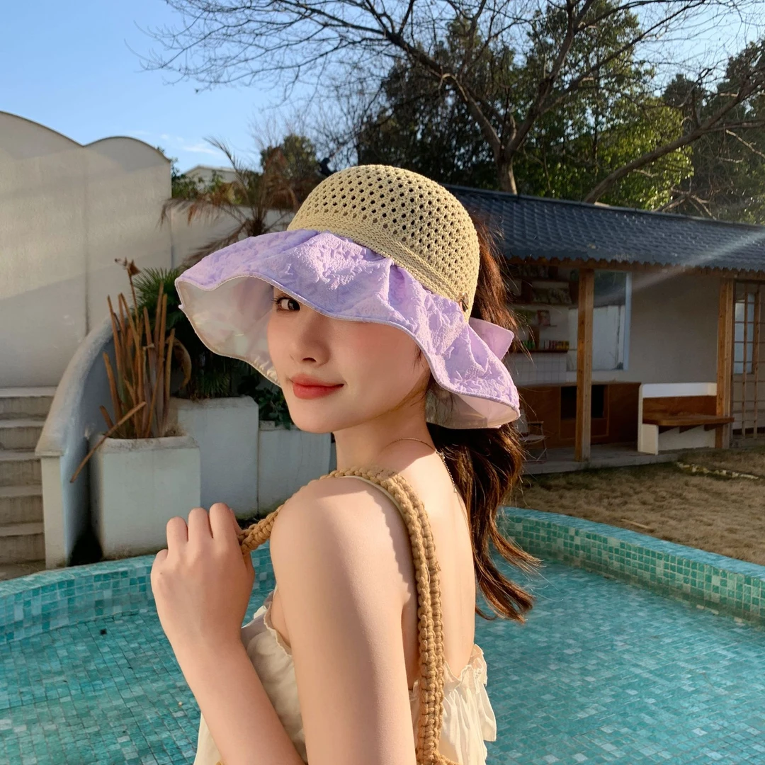 女款小众生日礼物草帽子遮阳帽檐防晒帽子遮夏季遮阳防晒帽子