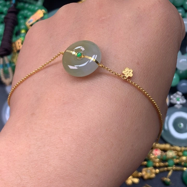 翡翠18K金镶嵌手链