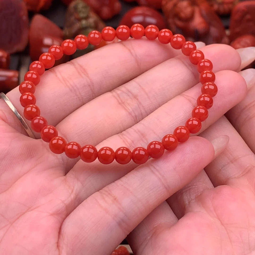 南红玛瑙南红保山高品圆珠手串5.1mm未镶嵌