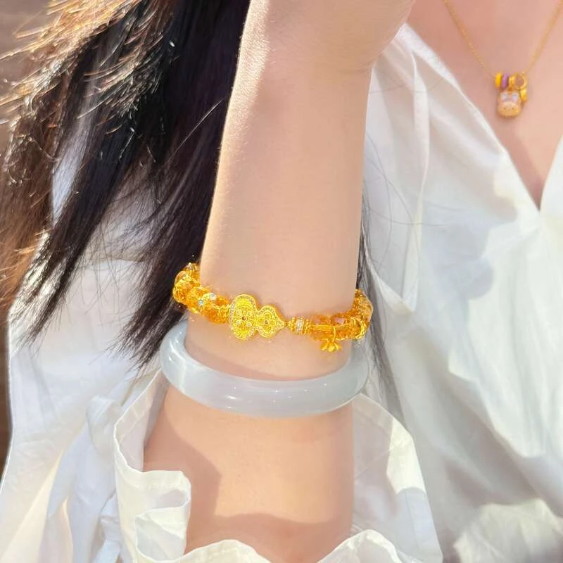 铜合金手链 点钻美松葫芦刻面黄水手链 S053