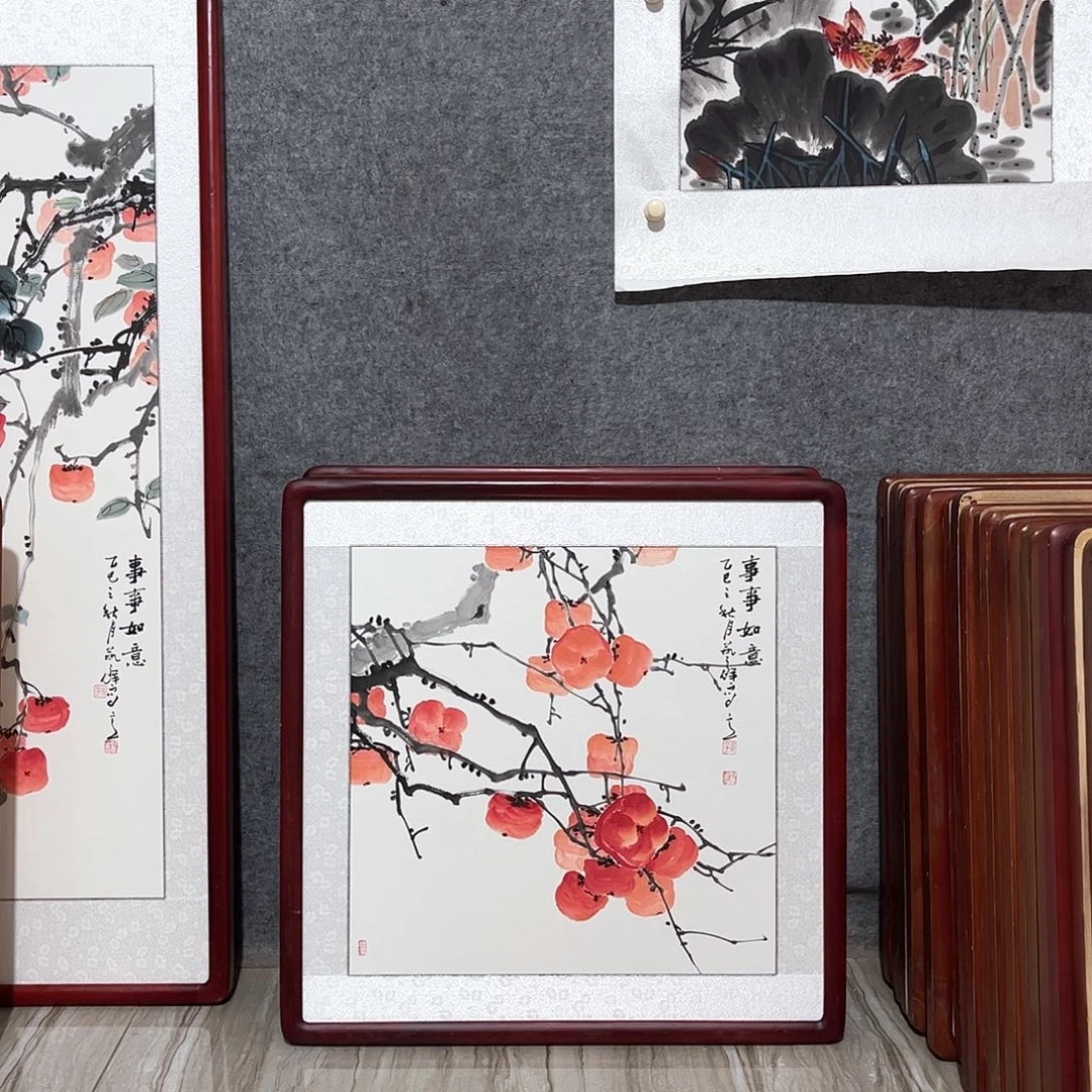 国画书画作品带框63×63