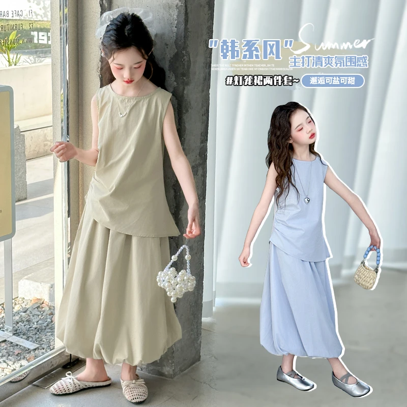 女童夏装套装花苞裙套装女童夏装6-12岁15岁女孩潮高级感童装韩版