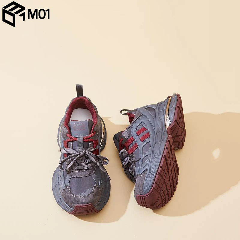 M01厚底老爹鞋女2025春季新款小个子增高系带高级感休闲运动鞋女