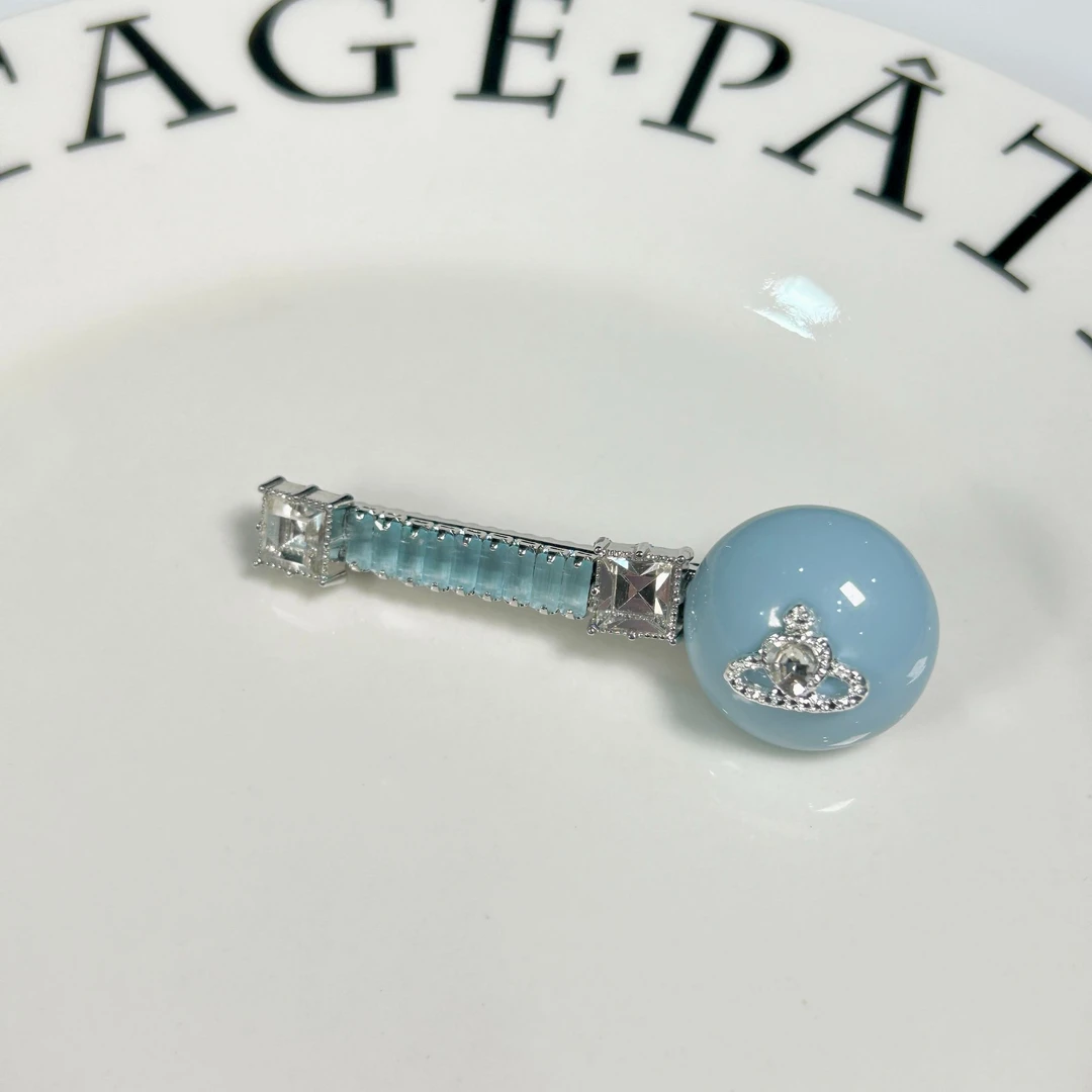 韩国博主同款海盐蓝色气质对夹时尚可爱简约甜美简约边夹发夹