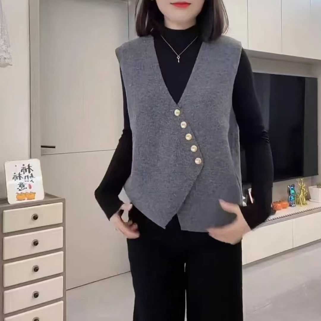 631-2025年冬季新款时尚洋气显瘦呢子马甲+T恤两件套