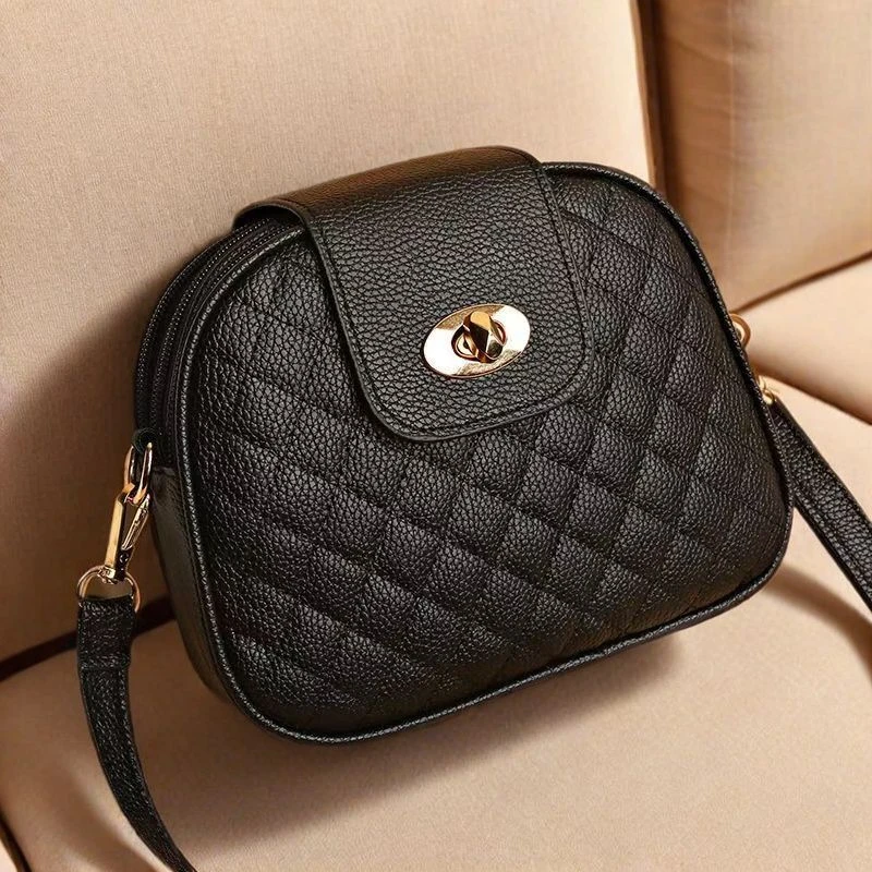 时尚女士包包新款中年妈妈菱格休闲百搭三层手机零钱包单肩斜挎包