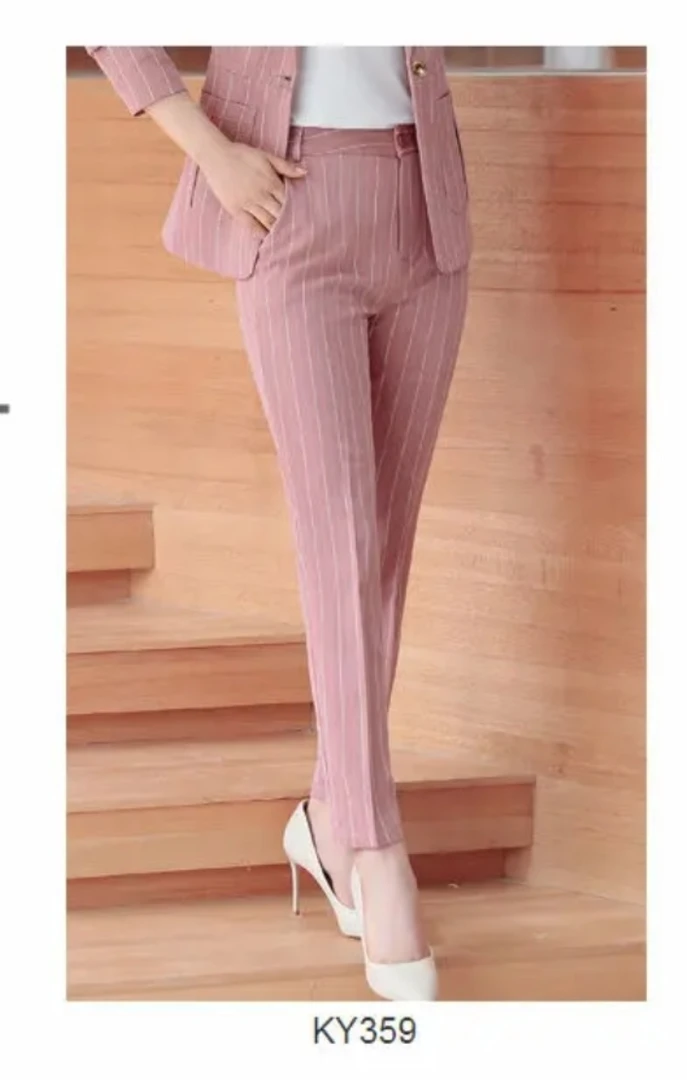 C区B359粉色条纹西裤女春秋新款时尚洋气显瘦西服气质单件西裤