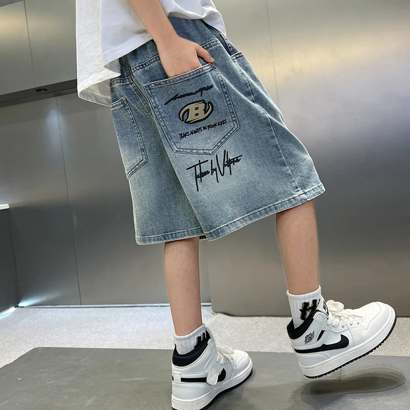 儿童夏季新款潮流男童牛仔短裤男孩五分裤薄款中大童宽松中裤外穿