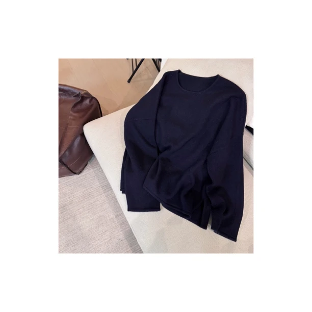 莎莎家开叉气质毛衣（蓝黑色）