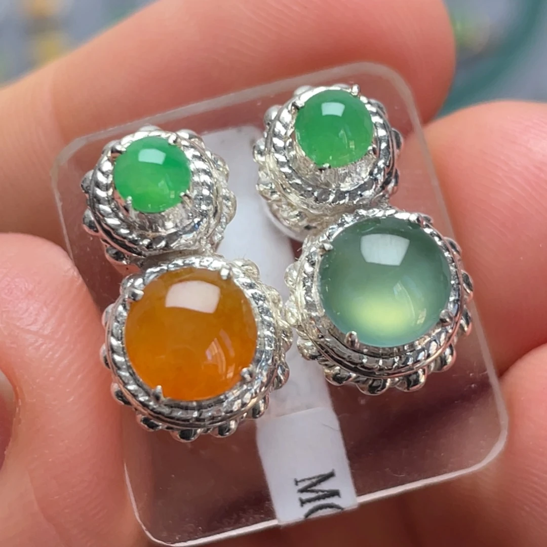 翡翠未镶嵌耳饰纯天然缅甸翡翠A货