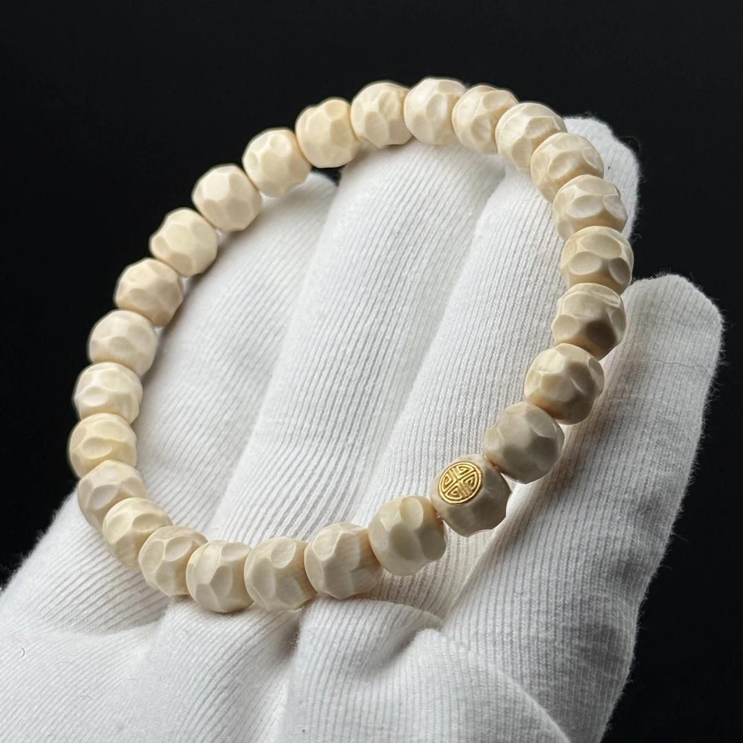 Q46-51天然猛犸牙精品银镀金标无相约8*7 一物一图 支持鉴定