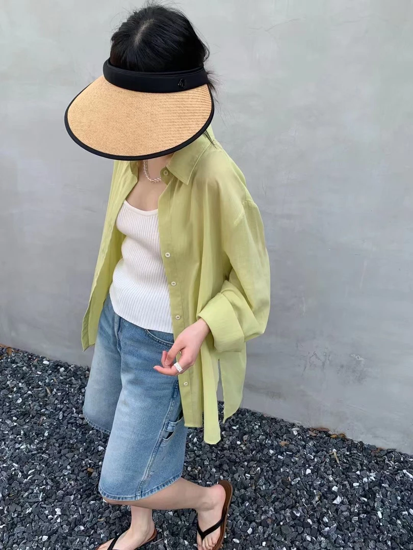 轻薄防晒衬衫女夏季宽松上衣显瘦韩版慵懒风休闲百搭