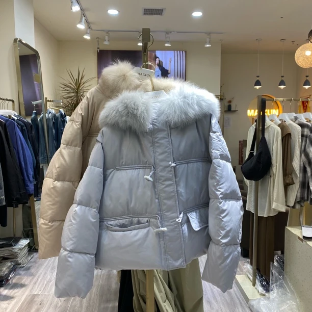 麦寻冬季新款90白鸭绒领保暖短款连帽yrslq005