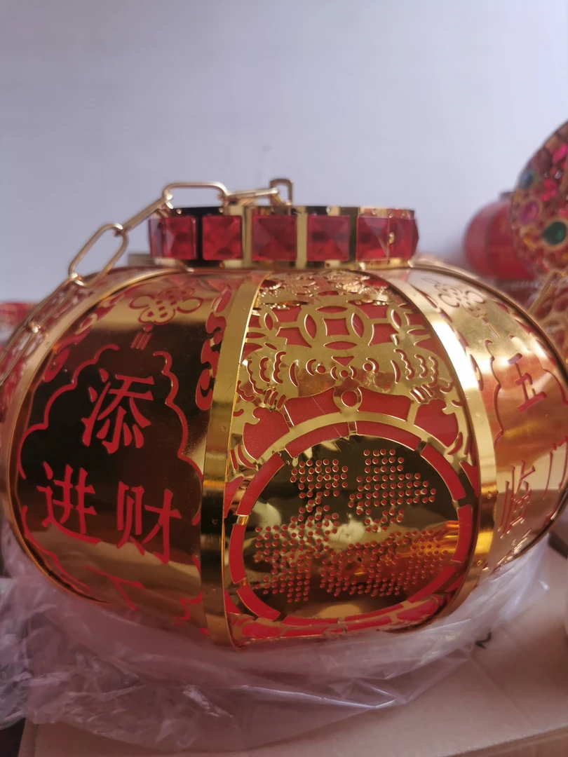 春节阳台大红灯笼插电旋转福字灯笼节日装饰