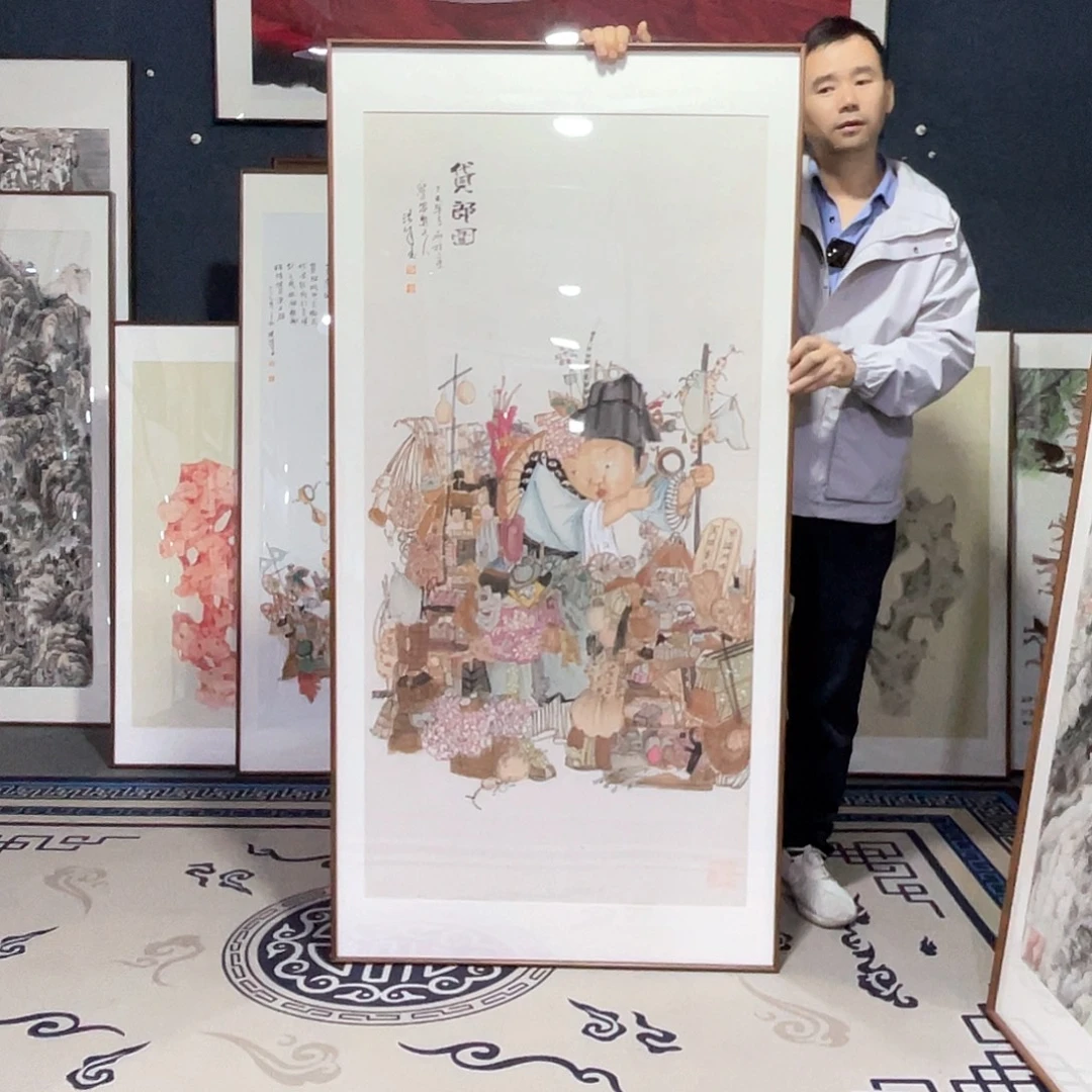 国画手绘画作品带框80/160