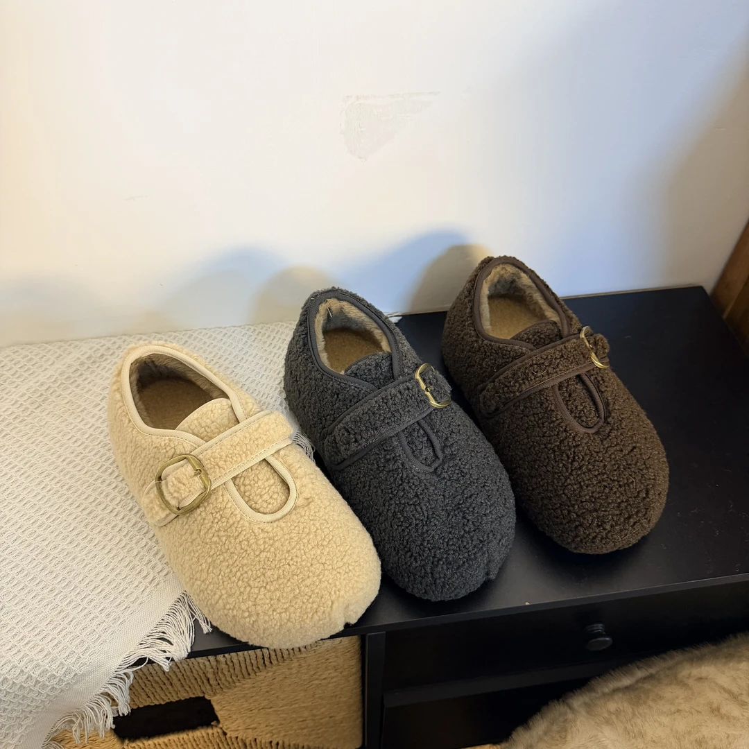 厚底内增高5cm圆头毛毛勃肯鞋女外穿2025新款冬季加绒保暖棉鞋