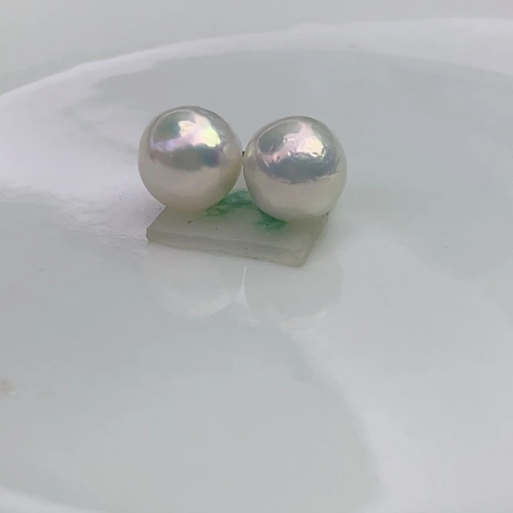 淡水珍珠银S925镶嵌耳饰