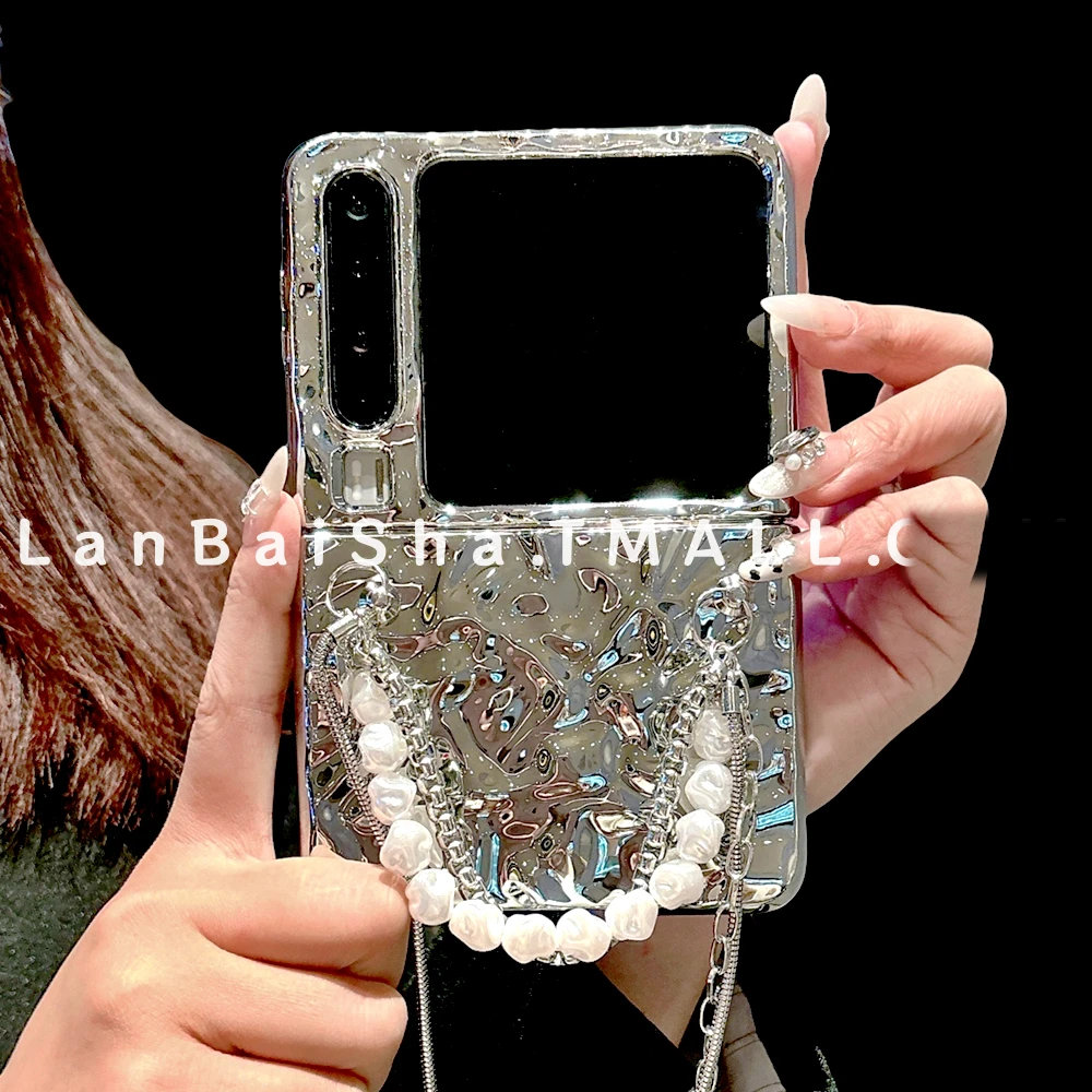 适用华为PuraX手机壳pocket2立体褶皱纹手链阔折叠屏小米mixflip2