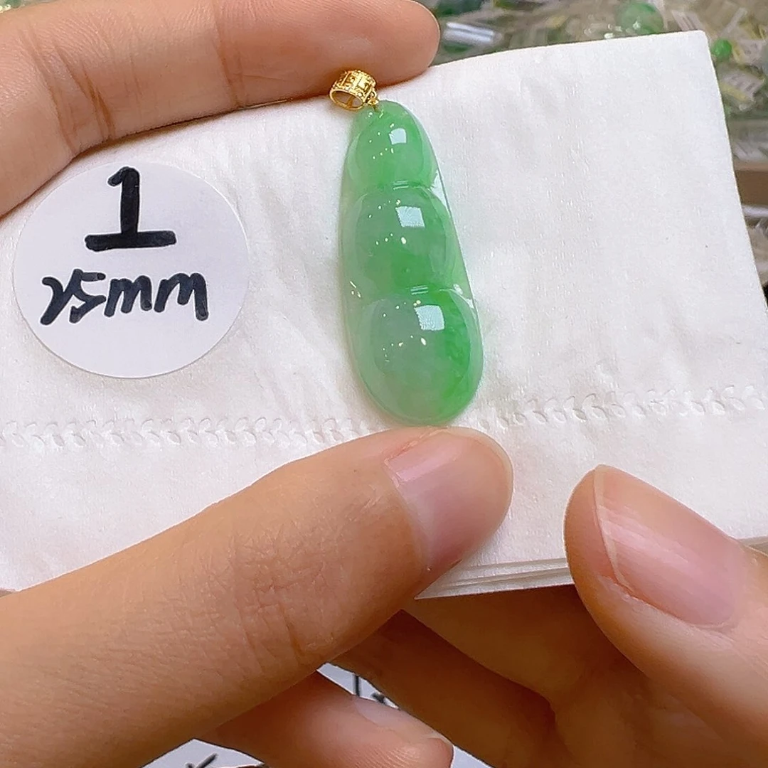 翡翠18K金镶嵌吊坠(不含链)你