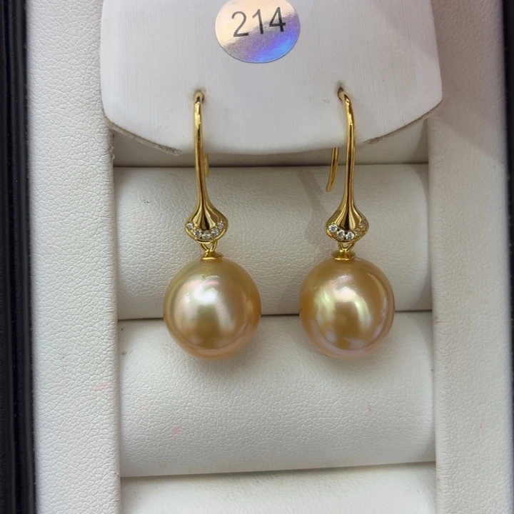 银S925镶嵌海水珍珠耳饰