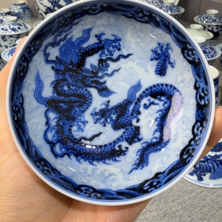 仿明永宣海水龙纹普洱杯