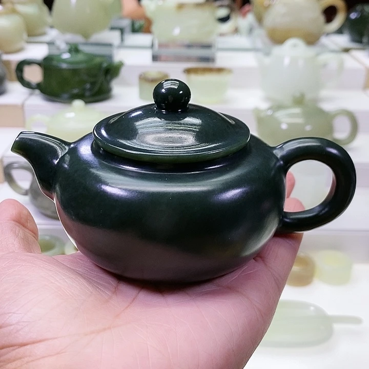 和田玉未镶嵌挂件茶壶170m l