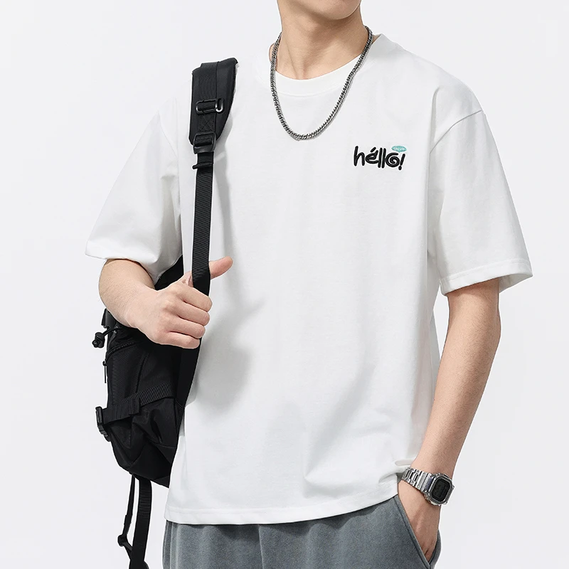 短袖百搭T恤ins短袖男士t恤印花白色日系休闲简约运动夏季