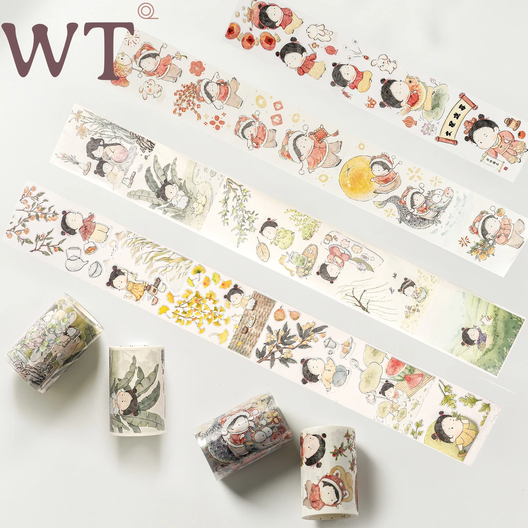 WT原创胶带 年味儿 童谣声声 春节新年女孩手帐胶带和纸PET模切