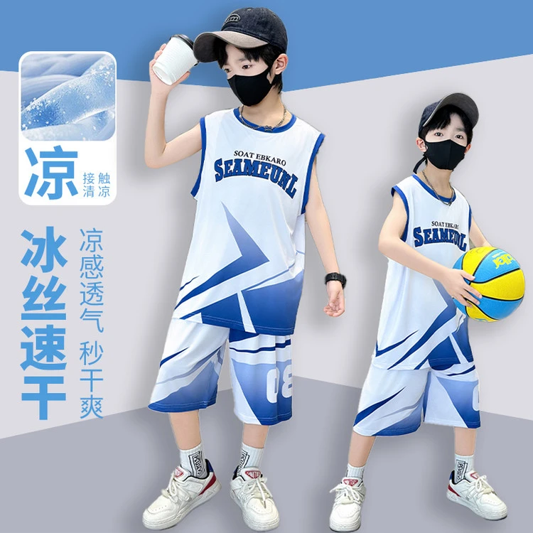 儿童背心短裤帅气夏季篮球服男童运动球衣运动套装男童5-12岁新款