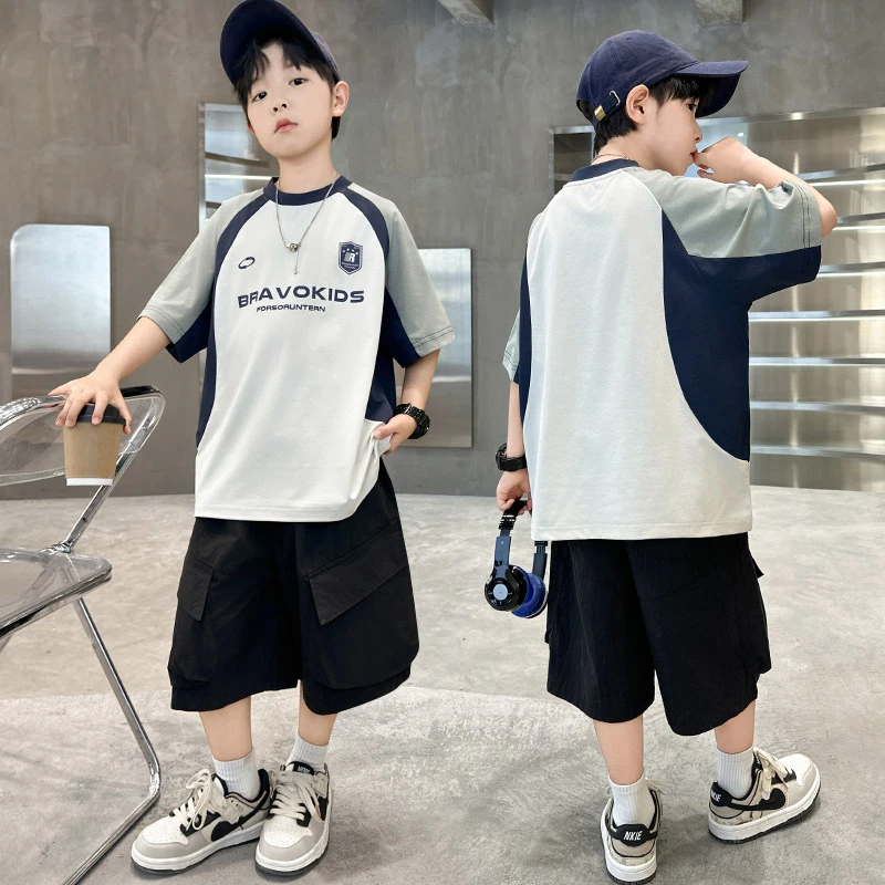 男童夏装套装2025新款夏季短袖中大儿童夏款男孩运动痞帅气时髦潮