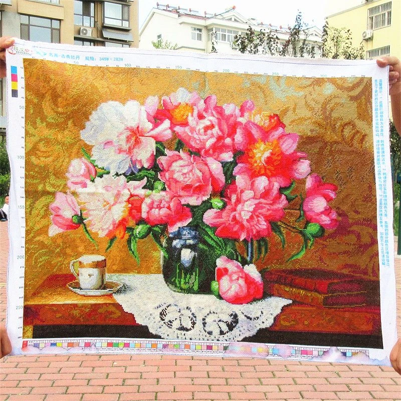 纯手工绣好十字绣成品中格名画古典牡丹客厅挂画