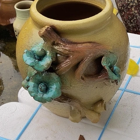 紫砂花盆口19高度29无孔
