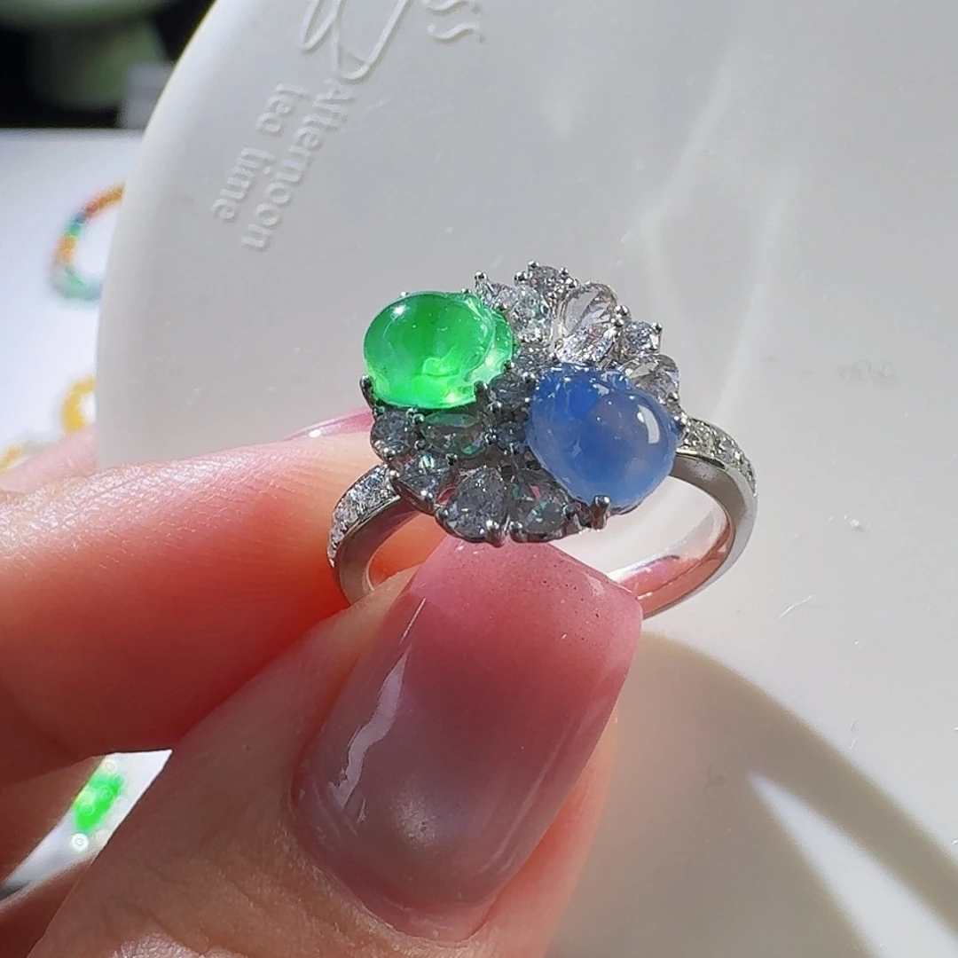 翡翠18K金镶嵌颈饰戒指吊坠两用款