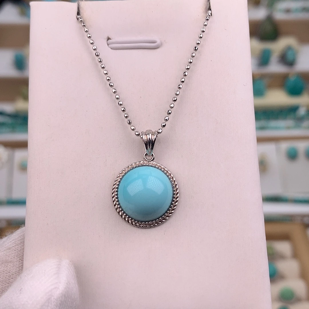 绿松石银S925镶嵌耳饰