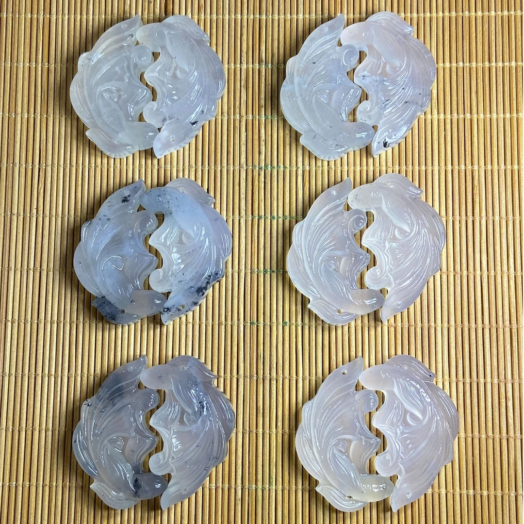 纯天然岫玉雕刻双鱼玉佩情侣闺蜜款寓意好事成双