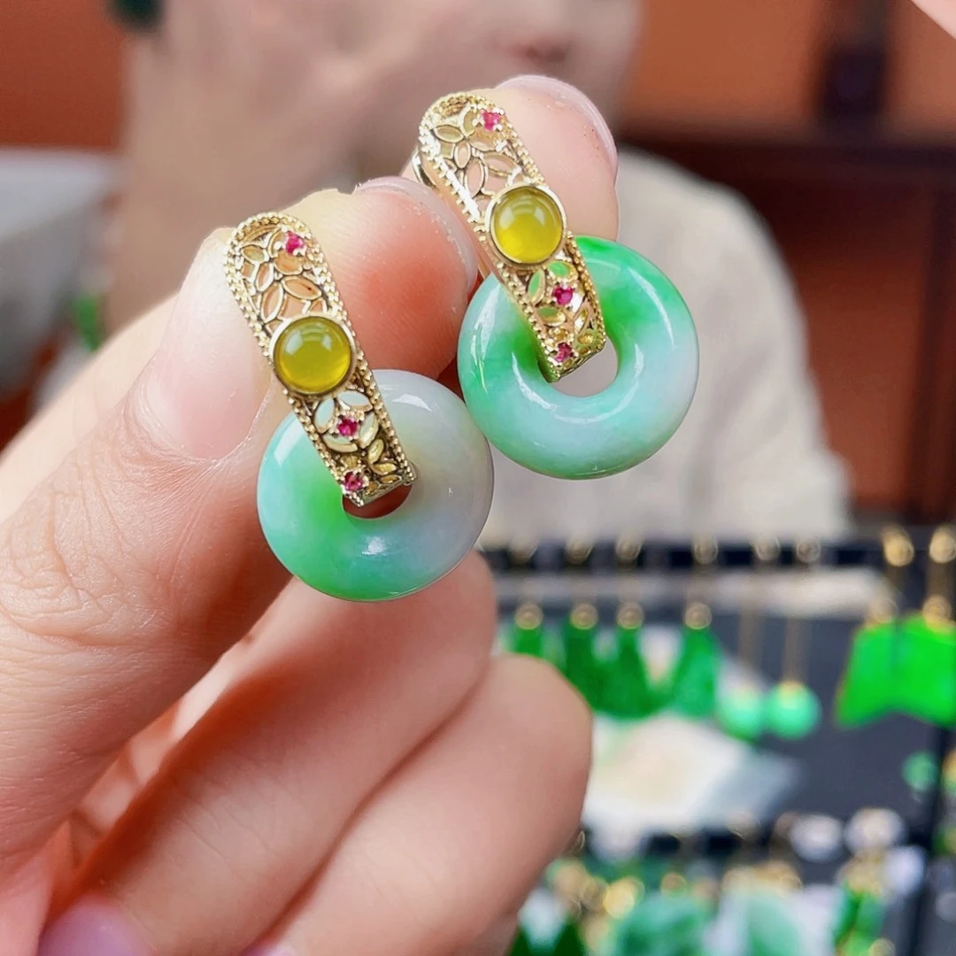 翡翠未镶嵌耳饰饰品