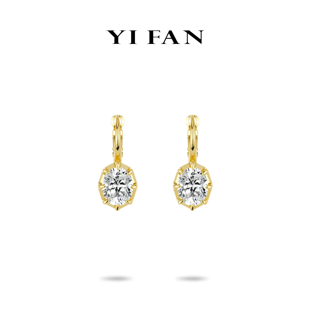 925银合成锆石耳饰 3969-白色鸽子蛋金臂百搭耳环