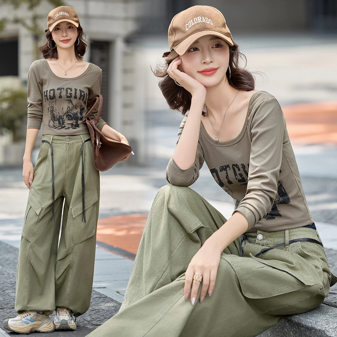 纯欲风通勤欧美风工装风时尚两件套装2025秋季休闲显瘦休闲春季