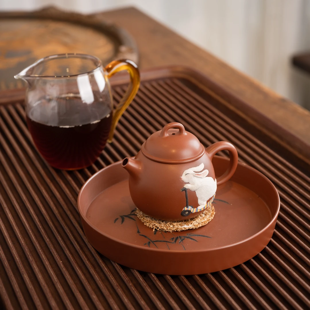『憨壶·堆雕滑板兔』坭兴陶茶壶张铧仍球孔高颜值小壶11364约130c