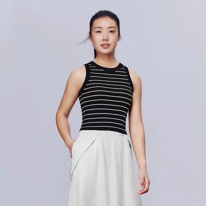 条纹百搭无胸垫瑜珈小背心