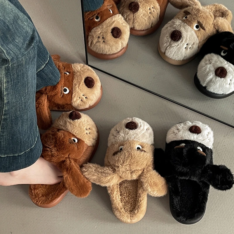 可爱卡通毛绒情侣居家毛毛鞋女2025秋冬新款外穿室内保暖可爱拖鞋