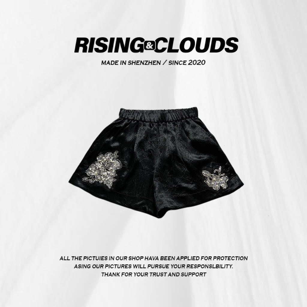 【玲子】夏季显瘦百搭休闲时尚重工醋酸短裤060366