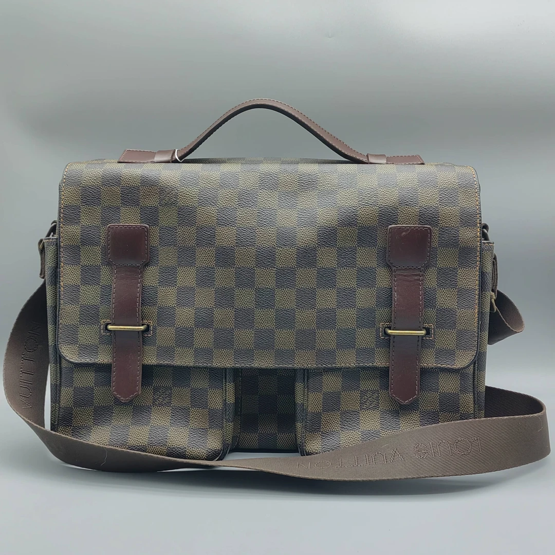95新 LouisVuitton/路易威登  棕色棋盘格手提斜挎包  1585 7295