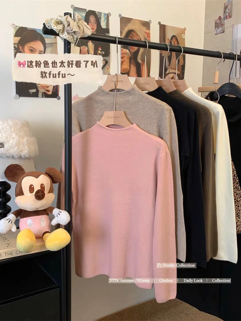 打底毛衣中领正常款