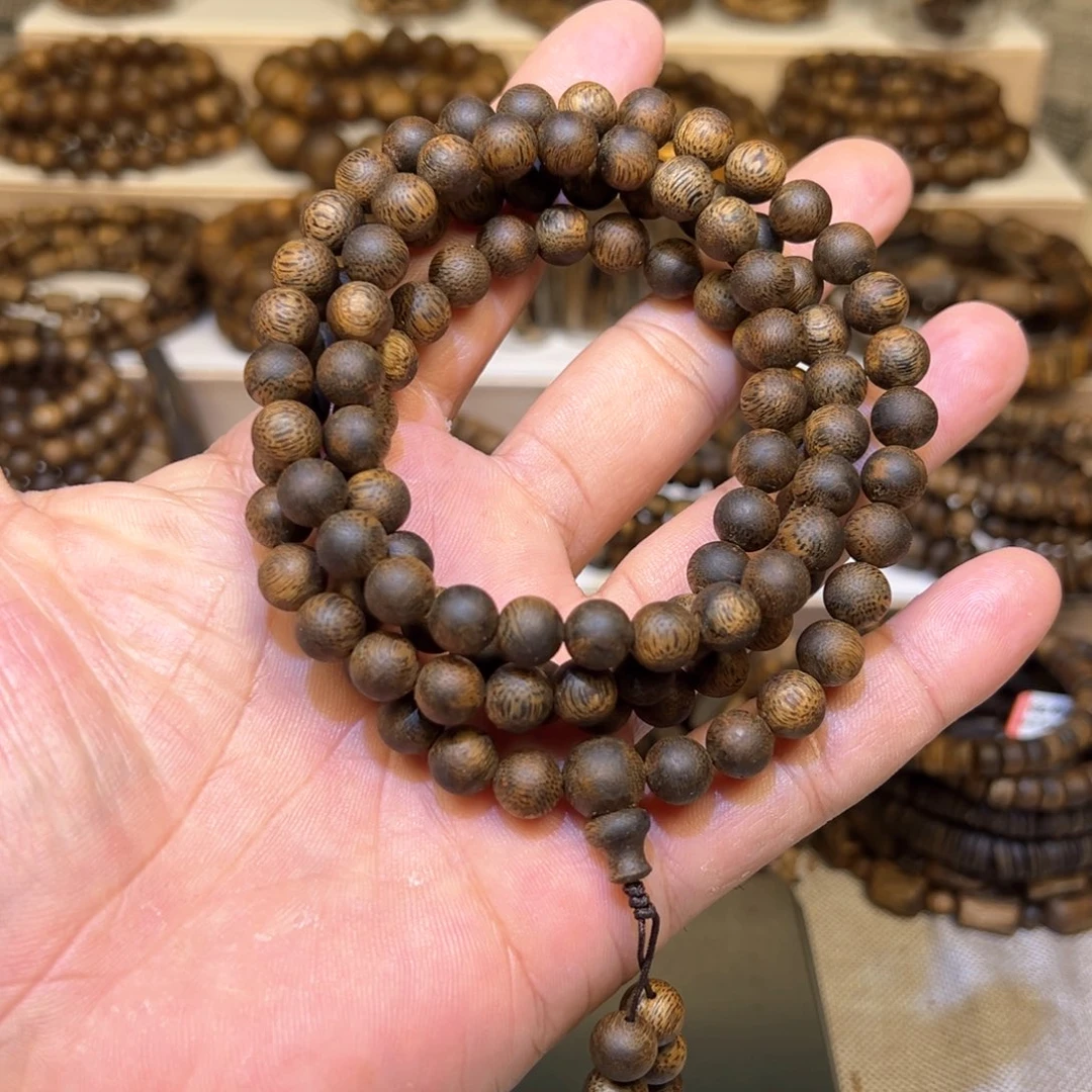 沉香沉香碎屑奇楠沉香8mm圆珠108颗多圈多样多其一