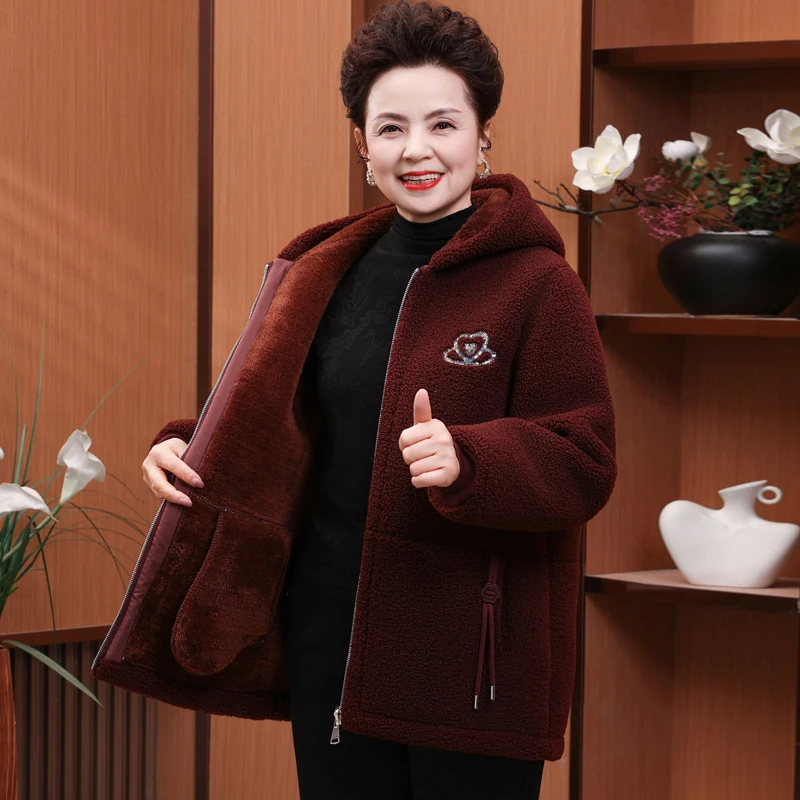 2025新款大码妈妈冬装加绒加厚胖胖妈外套中老年人女装洋气大棉服