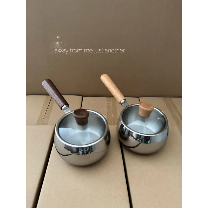 可儿亲·无涂层316L不锈钢胡桃木颜值小奶锅