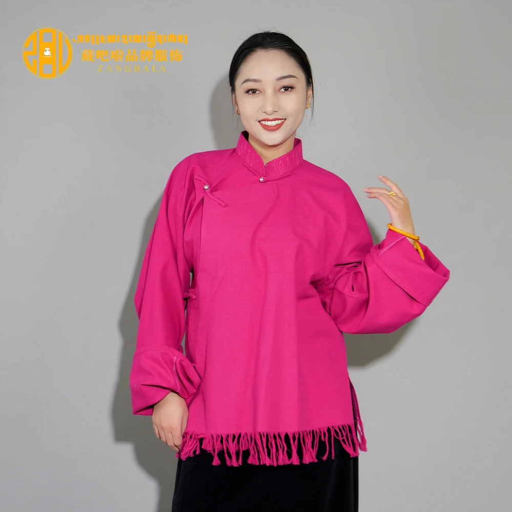 藏吧啦女士高档平绣尼泊尔流苏衬衣女款民族服装藏式上衣春季新款