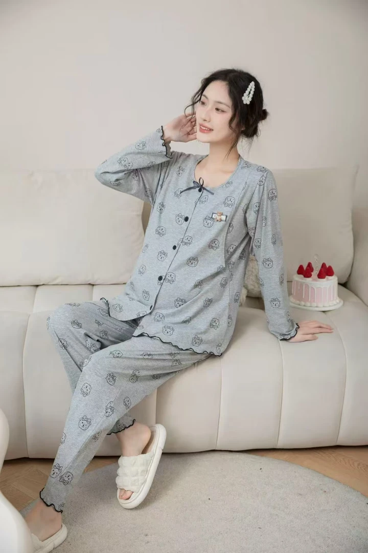 5月6月7春夏季新品孕妇睡衣薄款纯棉圆领产后哺乳家居服